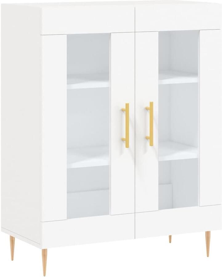 VidaXL Dressoir Wit Hout en Metaal 69 5x34x90 cm Dressoir Vintage Meubel Houten Dressoir Witte Dressoir Salontafel