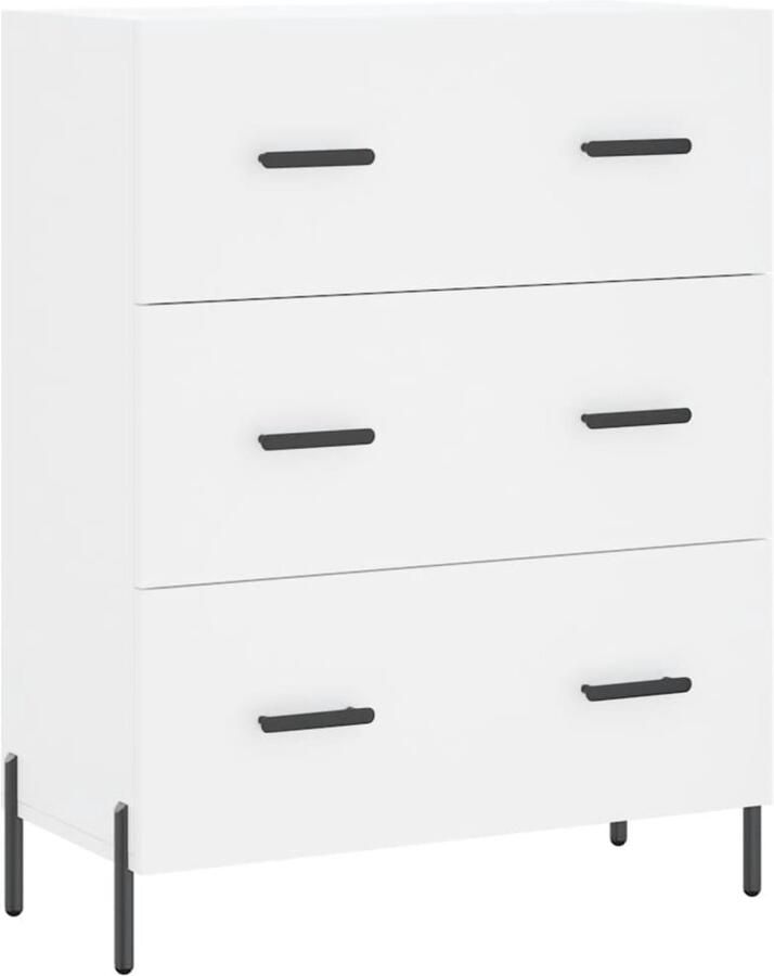 VidaXL Dressoir 69 5x34x90 cm Bewerkt hout Wit Dressoir Klassiek Meubel Buffetkast Witte Kast Houten Dressoir