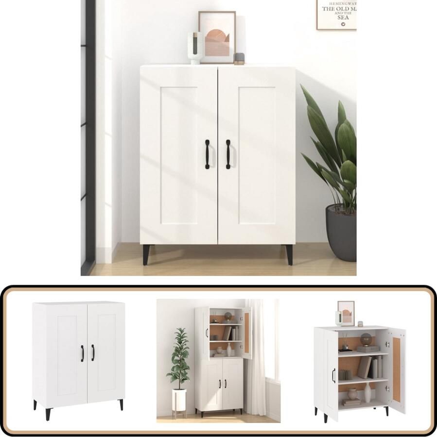 VidaXL Dressoir 69 5x34x90 cm Bewerkt hout Wit Dressoir Kast Houten Dressoir Wit Dressoir Salontafel