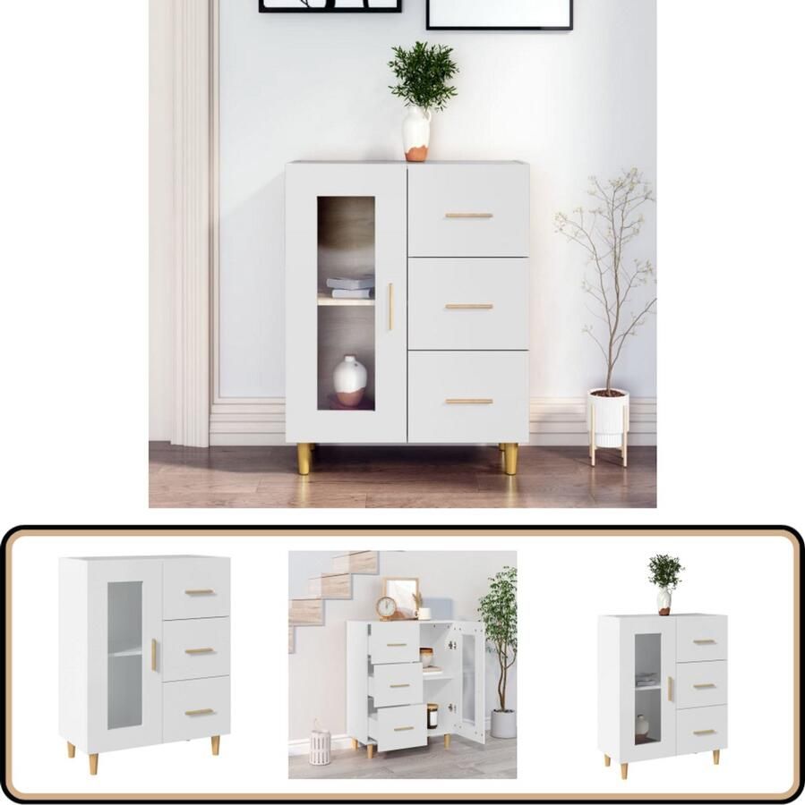VidaXL Dressoir Wit 69 5x34x90 cm Dressoir Bijzettafel Houten Dressoir Vitrineschrank Opbergkast
