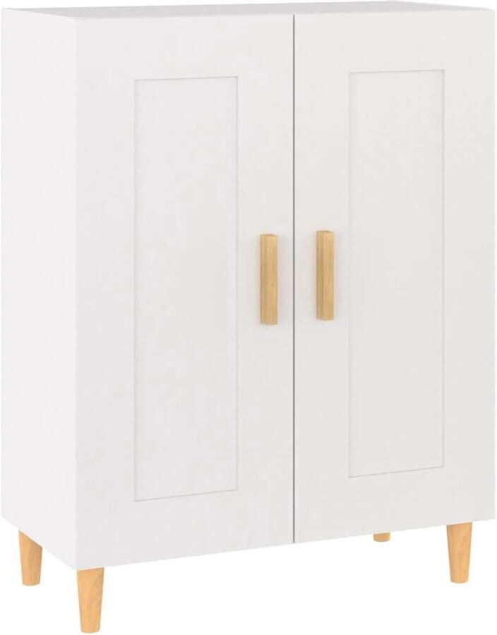 VidaXL Dressoir 69 5x34x90 cm Wit Bewerkt Hout Dressoir Bijzettafel Kast Houten Meubel Witte Kast