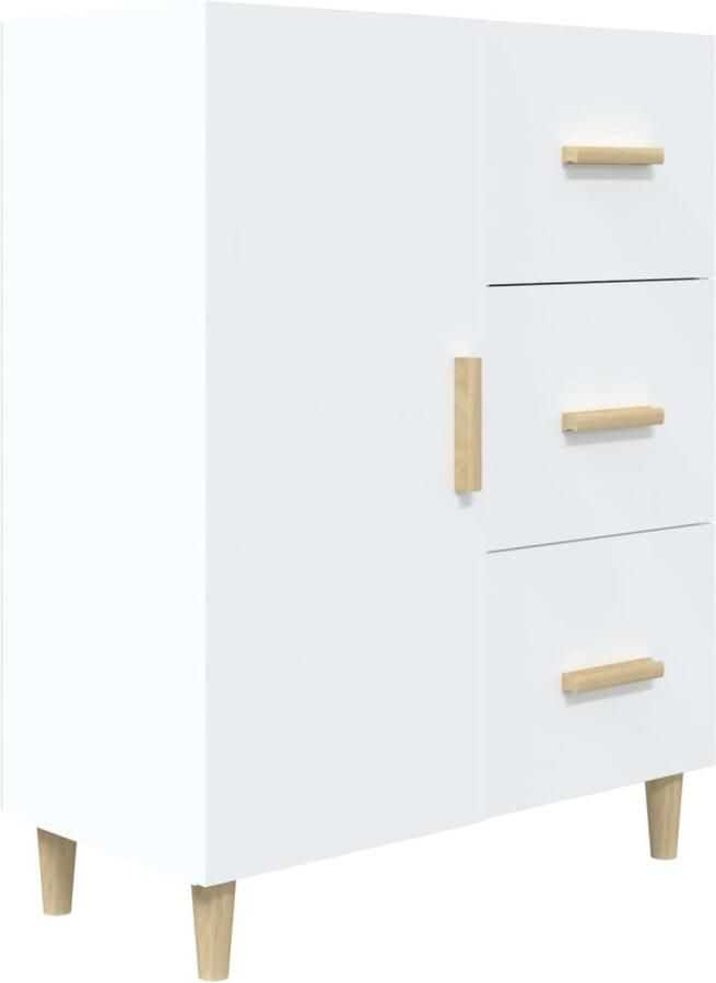 The Living Store Dressoir 69 5x34x90 cm bewerkt hout wit Dressoir Commode Meubels Houten Dressoir Wit Dressoir - Foto 2