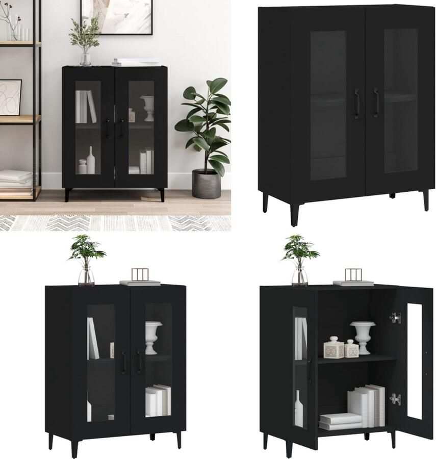 VidaXL -Dressoir-69-5x34x90-cm-bewerkt-hout-zwart Dressoir Dressoirs Opbergkast Wandkast - Foto 4