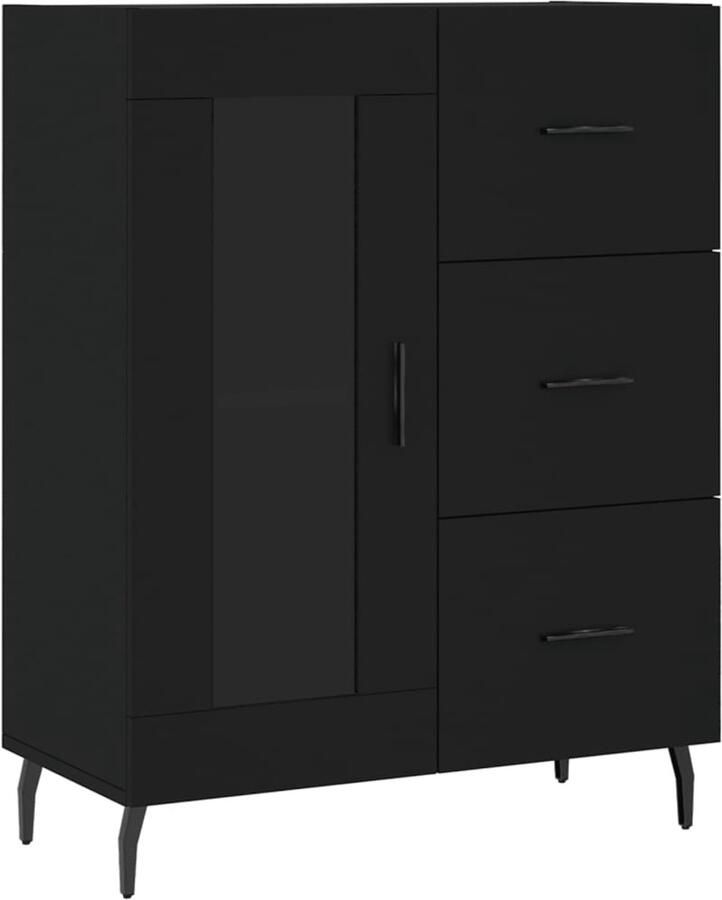 VidaXL Dressoir 69 5x34x90 cm Zwart Bewerkt Hout Dressoir Zwarte Dressoirs Houten Dressoir Vintage Dressoir Klassiek Dressoir