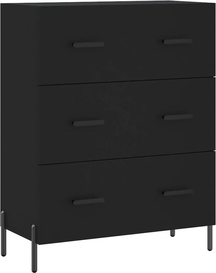 VidaXL Dressoir 69 5x34x90 cm Bewerkt Hout Zwart Dressoir Buffetkast Kast Houten Dressoir Zwart Dressoir - Foto 2