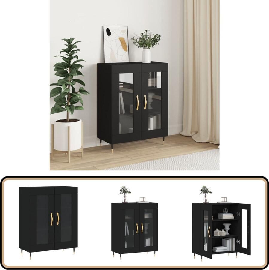 VidaXL Dressoir 69 5x34x90 cm Bewerkt hout Zwart Dressoir Vintage Dressoir Houten Dressoir Black Dresser Salontafel