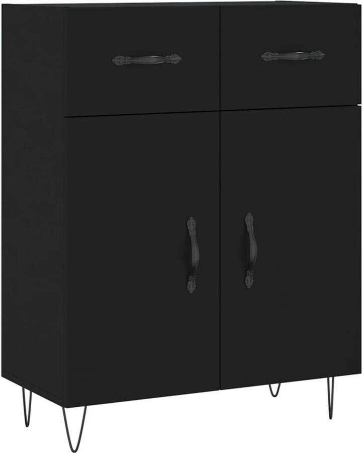 The Living Store Dressoir 69 5x34x90 cm bewerkt hout zwart Dressoir Zwarte Dressoir Houten Dressoir Modern Dressoir Opbergkast - Foto 7