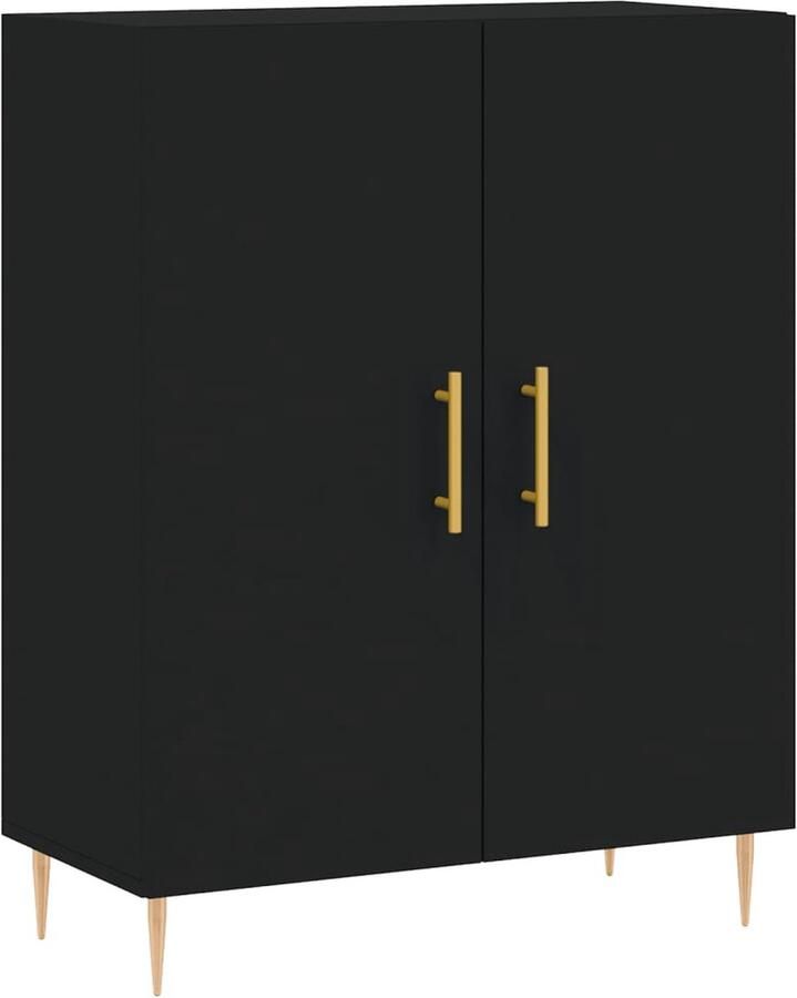 VidaXL Dressoir Zwart 69 5x34x90 cm Hout & Metaal Dressoir Klassiek Dressoir Houten Dressoir Zwart Dressoir Salontafel