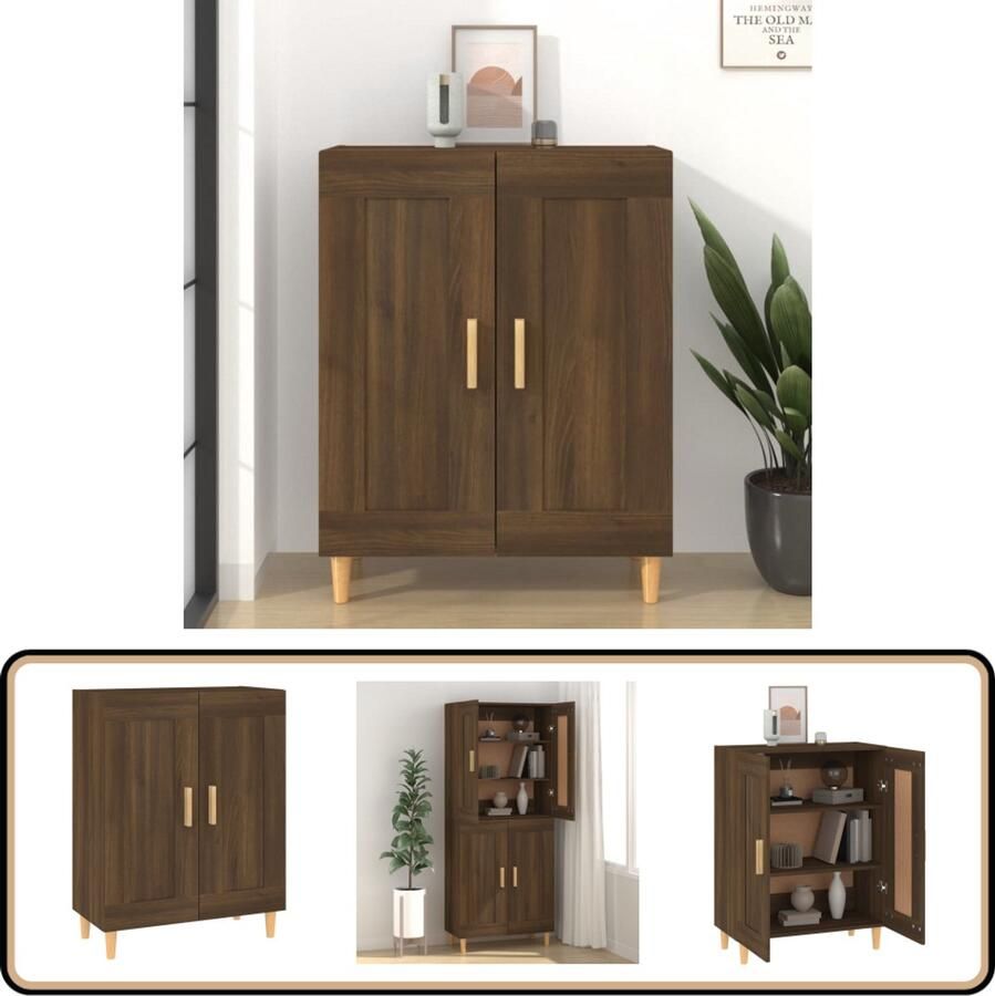 VidaXL Dressoir 69 5x34x90 cm Bruin Eiken Kleur Dressoir Kast Houten Dressoir Bruine Eiken Salontafel - Foto 2