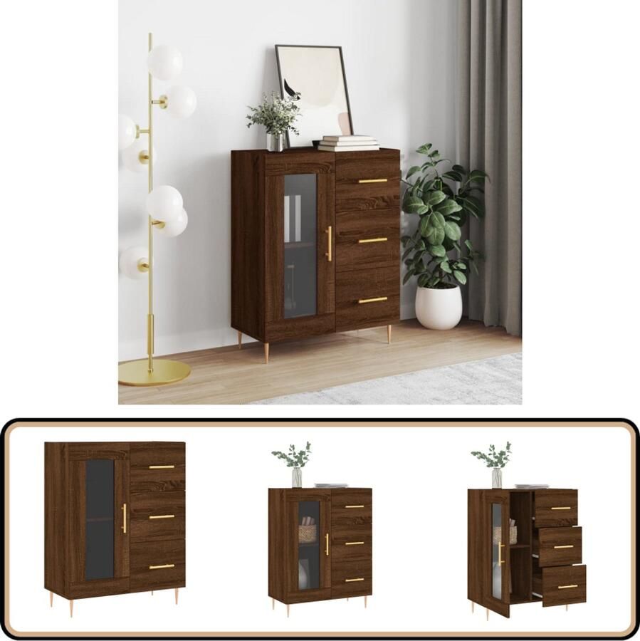 VidaXL Dressoir 69 5x34x90 cm Bruin Eikenkleur Dressoir Opbergkast Houten Dressoir Vintage Dressoir Salontafel - Foto 2