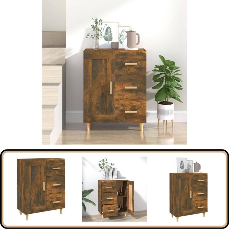 VidaXL Dressoir 69 5x34x90 cm Gerookt Eiken Dressoir Bijzettafel Houten Dressoir Vintage Dressoir Landelijke Dressoir