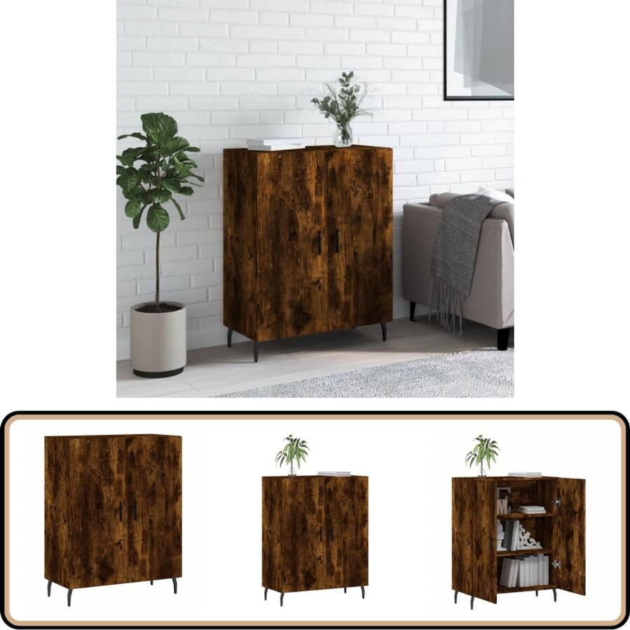 VidaXL Dressoir 69 5x34x90 cm Gerookt Eiken Dressoir Houten Dressoir Vintage Dressoir Landelijk Dressoir Salontafel - Foto 3
