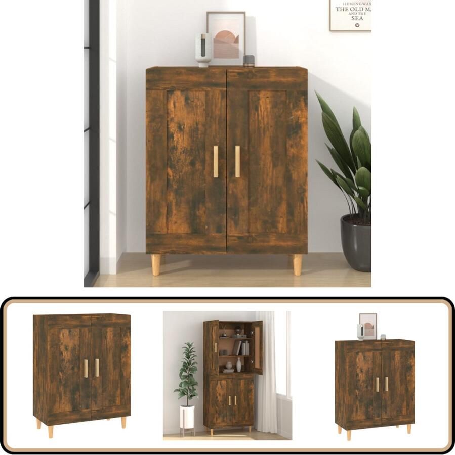 VidaXL Dressoir 69 5x34x90 cm Gerookt Eiken Dressoir Kast Bijzettafel Houten Dressoir Bruine Dressoir - Foto 2