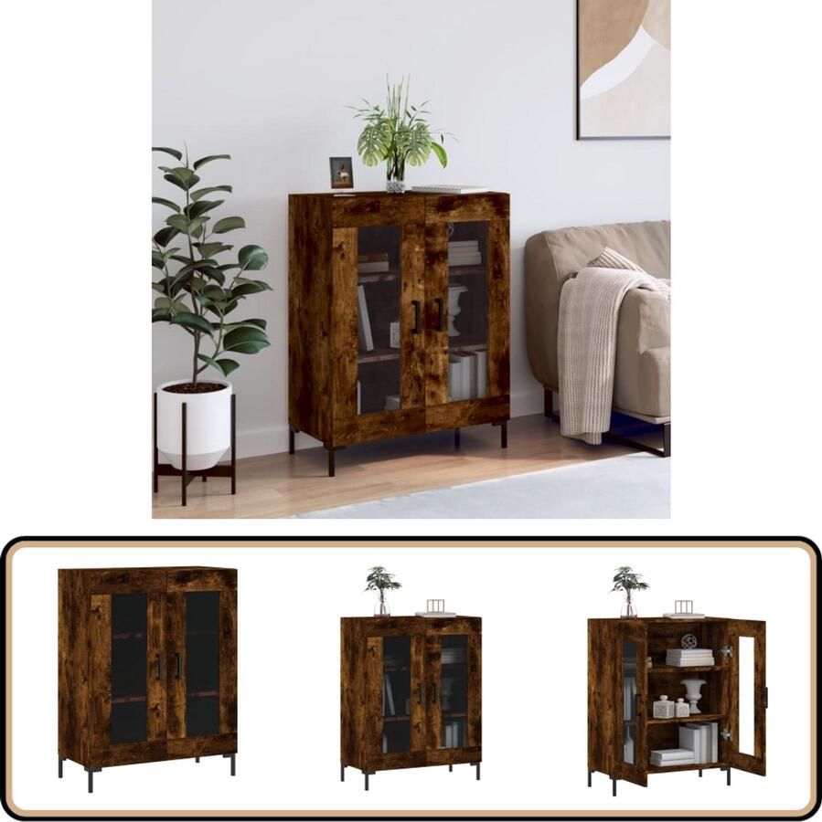 VidaXL Dressoir 69 5x34x90 cm Gerookt Eikenkleurig Dressoir Kasten Houten Dressoir Vintage Dressoir Landelijke Dressoir - Foto 2