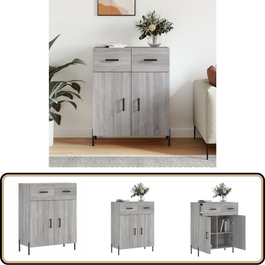VidaXL Dressoir 69 5x34x90 cm Grijs Sonoma Eiken Dressoir Houten Dressoir Modern Dressoir Grijze Dressoir Salontafel