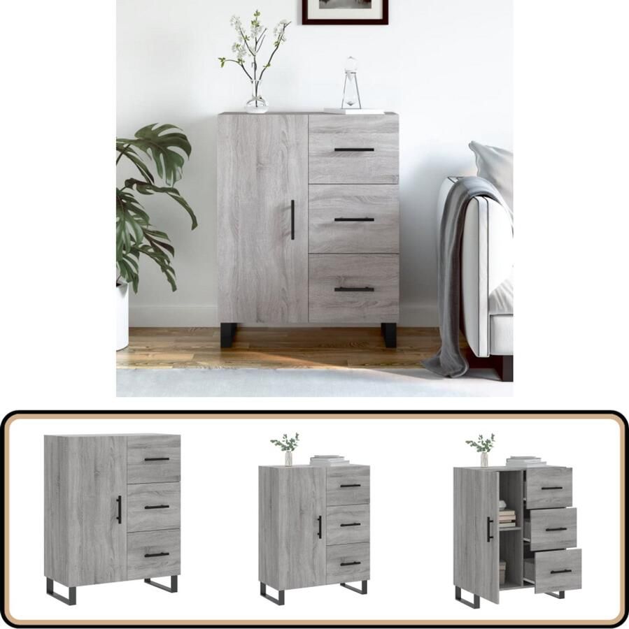 VidaXL Dressoir 69 5x34x90 cm Grijs Sonoma Eiken Dressoir Klassiek Dressoir Grijze Dressoirs Houten Dressoir Salontafel