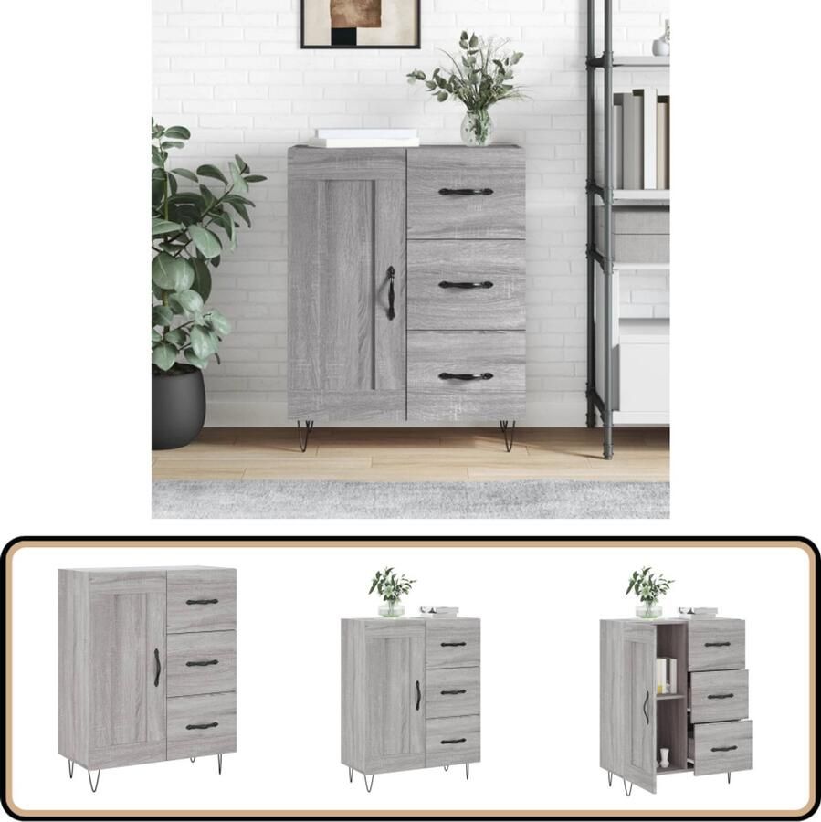 VidaXL Dressoir 69 5x34x90 cm Grijs Sonoma Eiken Dressoir Meubilair Salontafel Vintage Landelijk