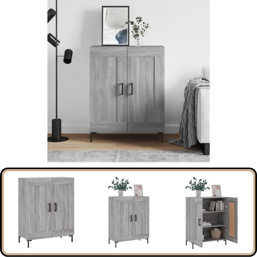 VidaXL Dressoir 69 5x34x90 cm Grijs Sonoma Eiken Dressoir Vintage Dresser Houten Dressoir Grijze Dressoirs Salontafel - Foto 6