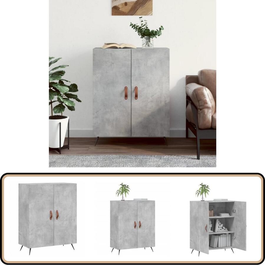 VidaXL Dressoir 69 5x34x90 cm Hout Betongrijs Dressoir Houten Dressoir Grijze Dressoir Vintage Dressoir Salontafel - Foto 2