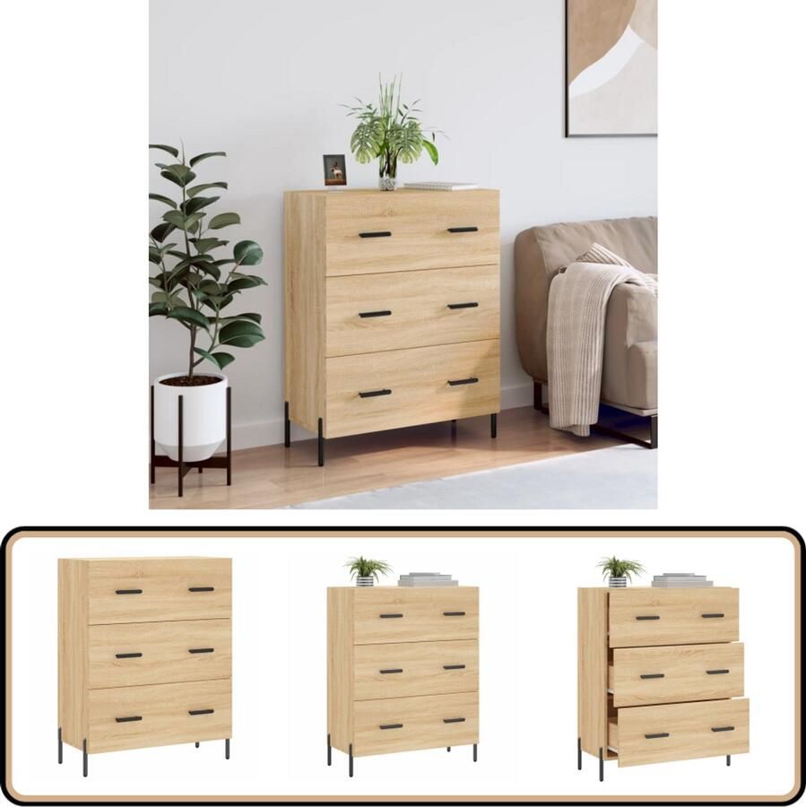 VidaXL Dressoir 69 5x34x90 cm Sonoma Eiken Hout Dressoir Buffetkast Salontafel Houten Kast Opbergmeubilair