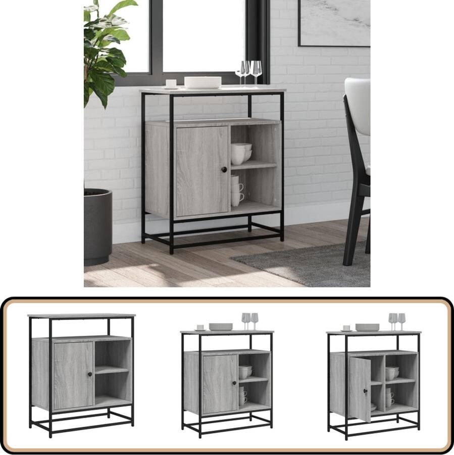 VidaXL Dressoir 69x35x80 cm Grijs Sonoma Eiken Dressoir Kast Opbergkast Houten Dressoir Grijze Dressoir
