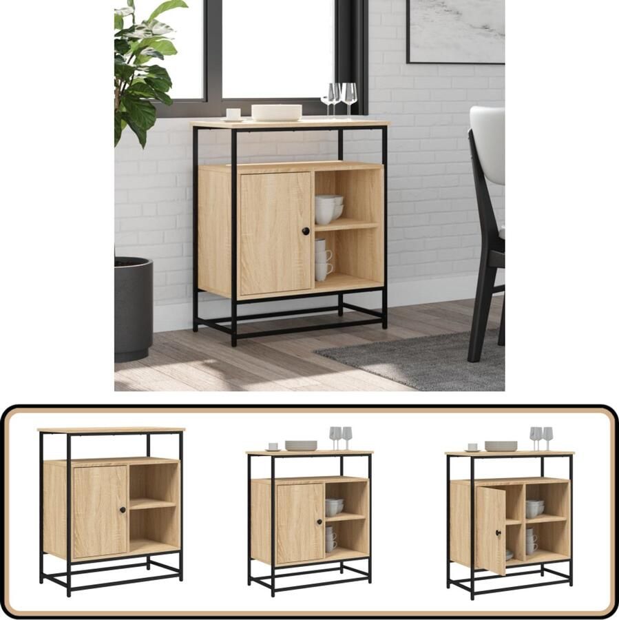 VidaXL Dressoir 69x35x80 cm Sonoma Eiken Dressoir Kast Opbergruimte Salontafel Woonkamerdecoratie