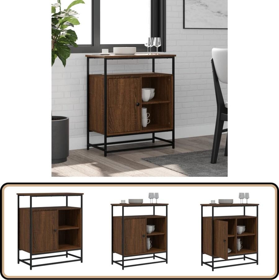 VidaXL Dressoir 69x35x80 cm Bruin eikenhout Dressoir Kast Opbergkast Houten Dressoir Vintage Dressoir - Foto 2