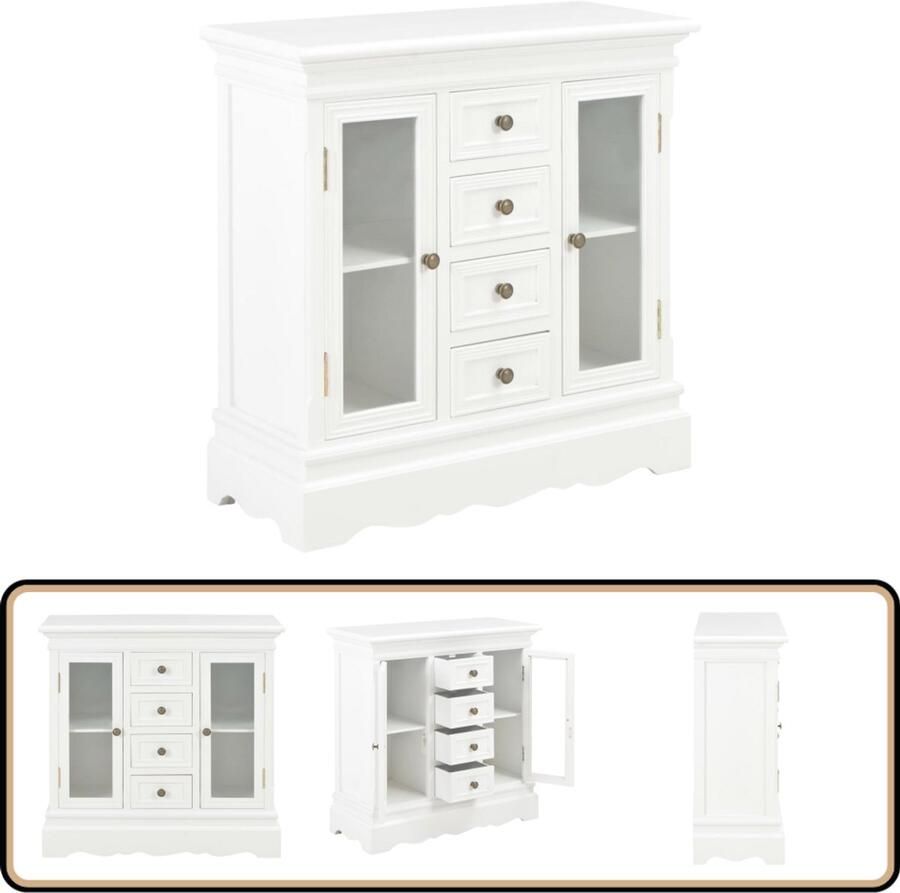VidaXL Dressoir 70x28x70 cm massief grenenhout wit Dressoir Meubel Salontafel Opslagmeubilair Grenenhouten Dressoir
