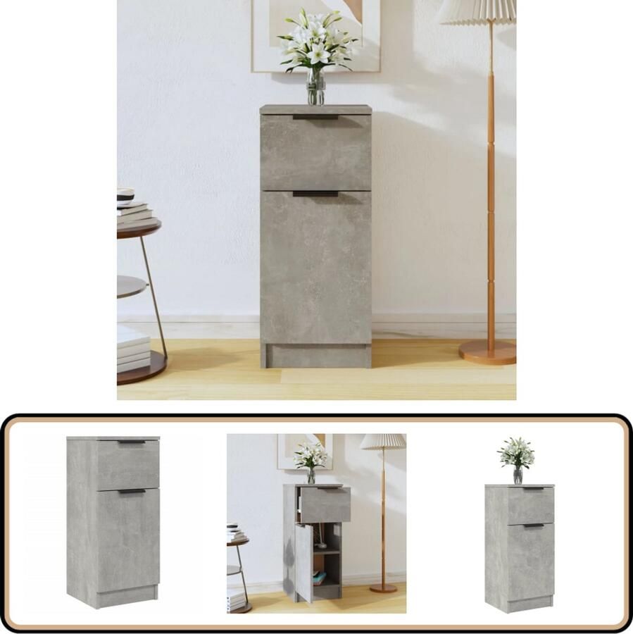 VidaXL Dressoir 30x30x70 cm Bewerkt hout Betongrijs Dressoir Meubels Houten Dressoir Betonnen Look Opbergkast - Foto 2