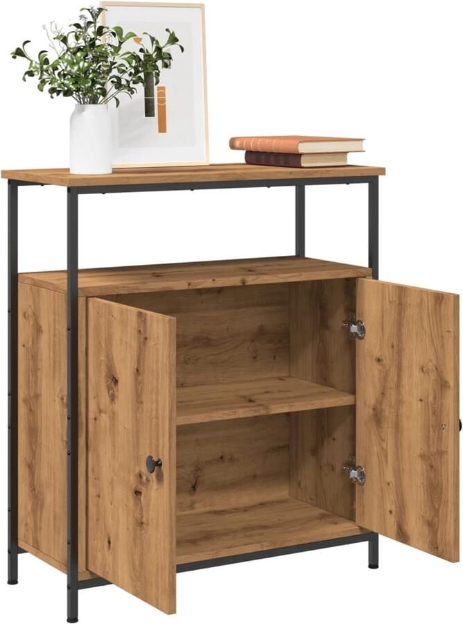 VidaXL Dressoir 70x30x80 cm bewerkt hout artisanaal eikenkleur