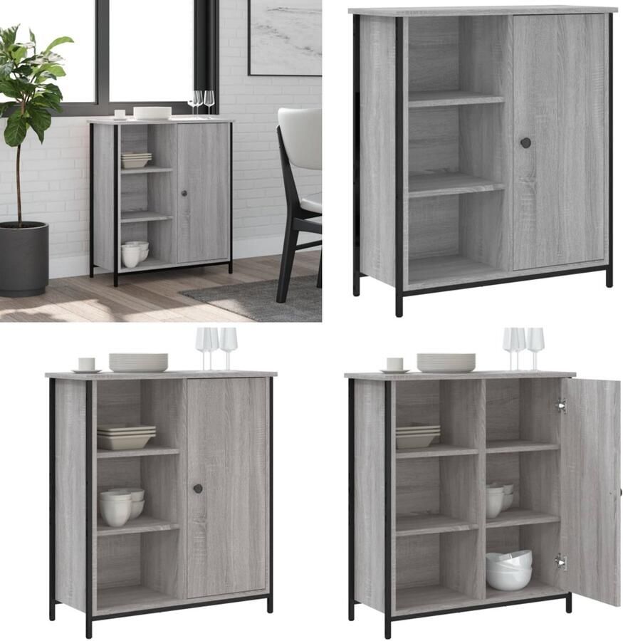 VidaXL Dressoir 70x30x80 cm bewerkt hout grijs sonoma Dressoir Dressoirs Opbergkast Wandkast