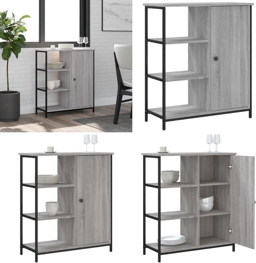 VidaXL Dressoir 70x30x80 cm bewerkt hout grijs sonoma Dressoir Dressoirs Opbergkast Wandkast