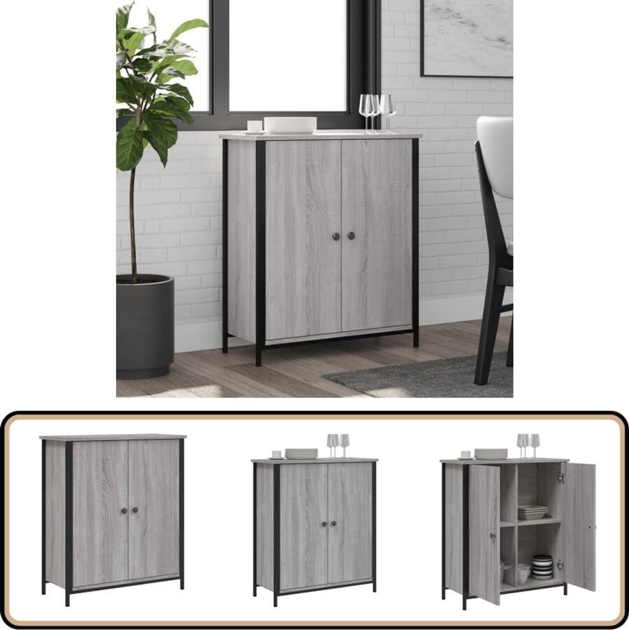 VidaXL Dressoir 70x30x80 cm Grijs Sonoma Eiken Dressoir Kast Opbergkast Salontafel Houten Dressoir