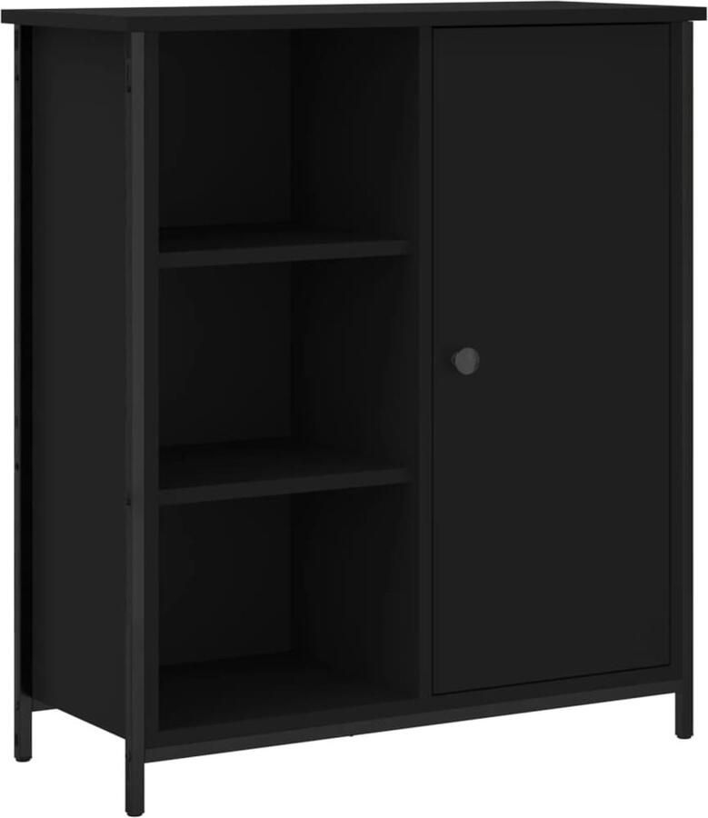 VidaXL Dressoir Zwart 70x30x80 cm Bewerkt Hout Dressoir Zwarte Kast Houten Dressoir Opbergkast Salontafel - Foto 3