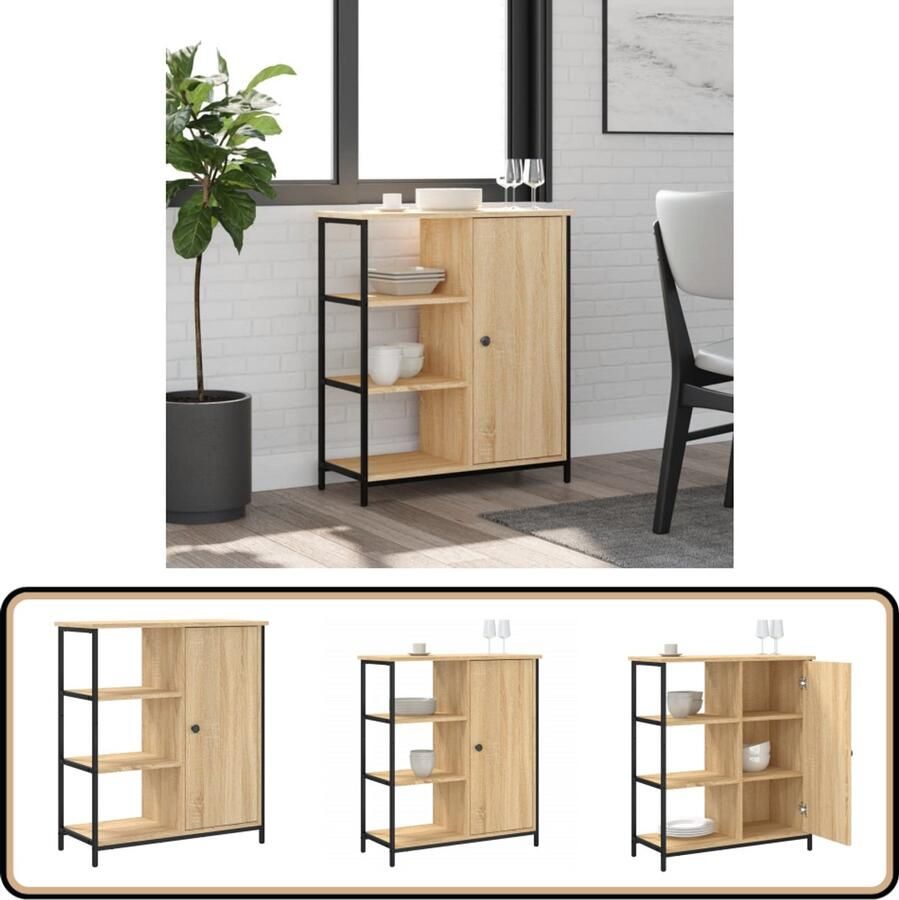 VidaXL -Dressoir-70x30x80-cm-bewerkt-hout-sonoma-eikenkleurig - Foto 2