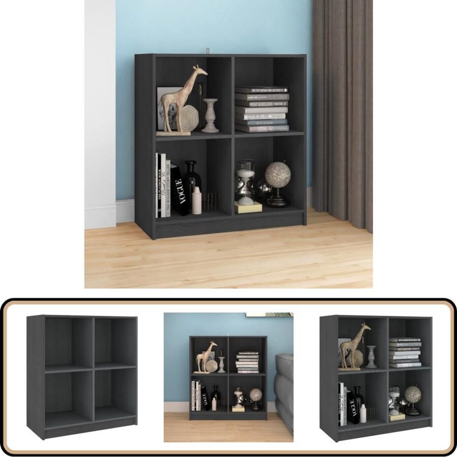 VidaXL Dressoir 70x33x76 cm Grijs Grenenhout Dressoir Houten Dressoir Grenoble Hout Tv Stand Opbergmeubel