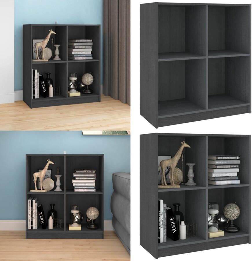 VidaXL Dressoir 70x33x76 cm massief grenenhout grijs Dressoir Dressoirs Boekenkast Kast