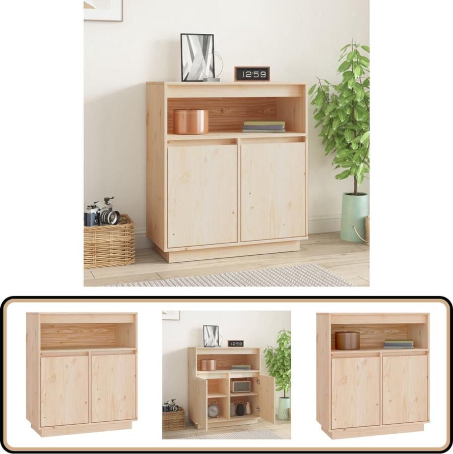 VidaXL Dressoir 70x34x80 cm Massief Grenenhout Dressoir Houten Dressoir Grenoble Hout Bijzettafel Vintage Stijl - Foto 2