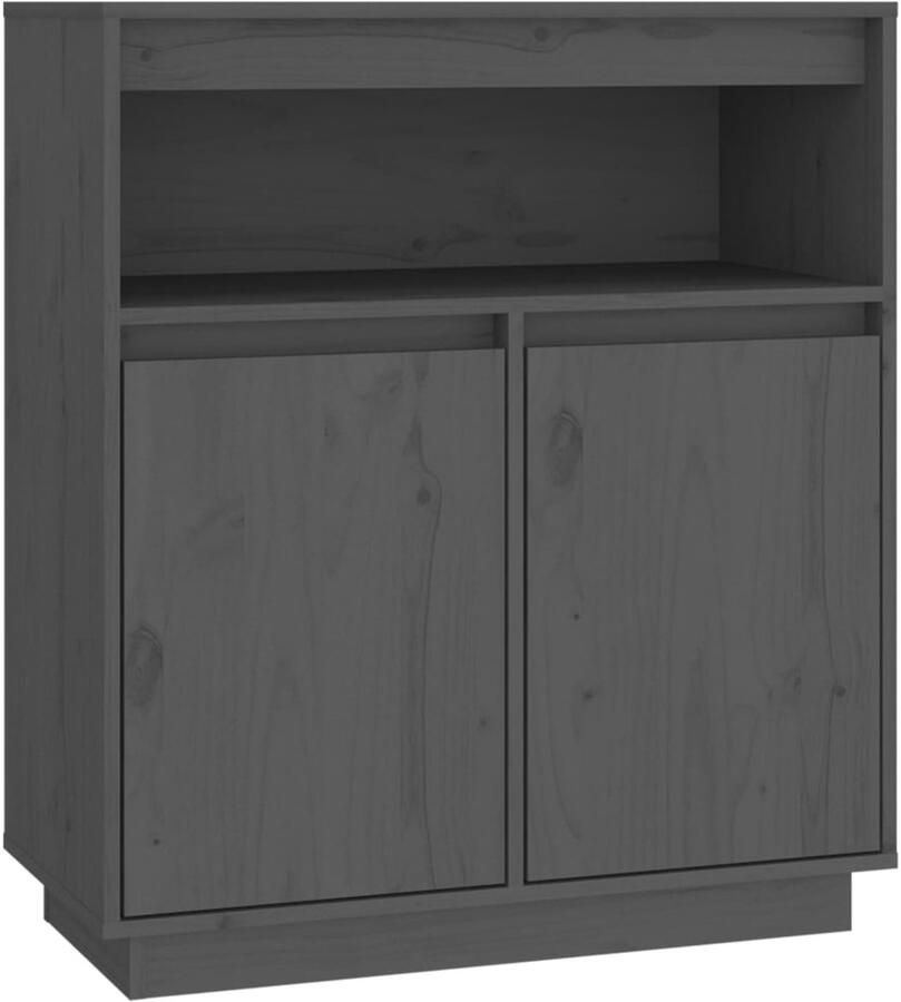VidaXL Dressoir 70x34x80 cm Massief Grenenhout Grijs Dressoir Grijze Dressoirs Houten Dressoir Vintage Dressoir Salontafel