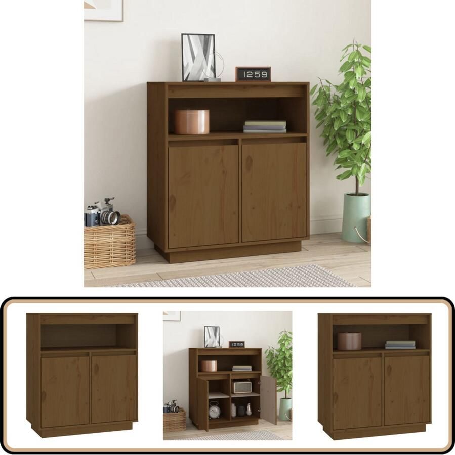 VidaXL Dressoir 70x34x80 cm Massief Grenenhout Dressoir Meubels Houten Dressoir Vintage Dressoir Salontafel