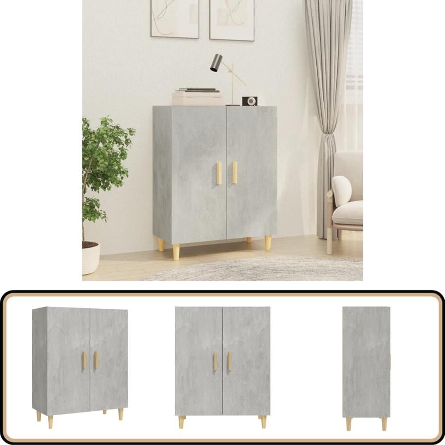 VidaXL Dressoir 70x34x90 cm Betongrijs Hout Dressoir Houten Dressoir Grijze Dressoir Vintage Dressoir Salontafel - Foto 2