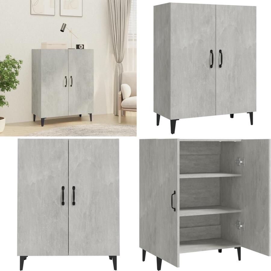 VidaXL Dressoir 70x34x90 cm bewerkt hout betongrijs Dressoir Dressoirs Kast Wandkast