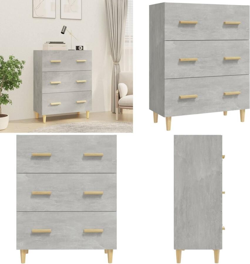 VidaXL Dressoir 70x34x90 cm bewerkt hout betongrijs Dressoir Dressoirs Kast Wandkast