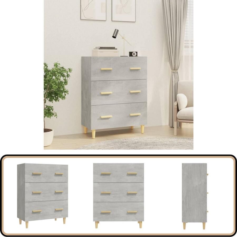VidaXL Dressoir 70x34x90 cm Betongrijs Hout Dressoir Houten Dressoir Vintage Dressoir Modern Dressoir Grijze Dressoir