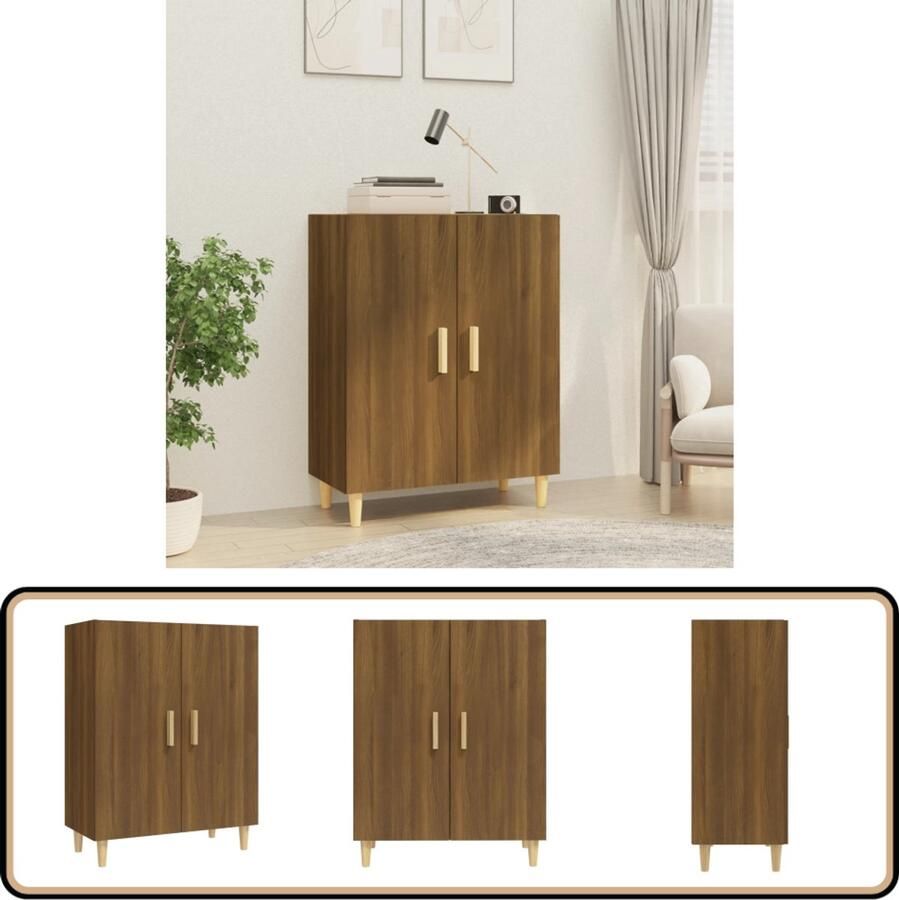 VidaXL Dressoir 70x34x90 cm Bewerkte Hout Bruineiken Dressoir Modern Dressoir Houten Dressoir Bruine Eiken Dressoir Opbergkast