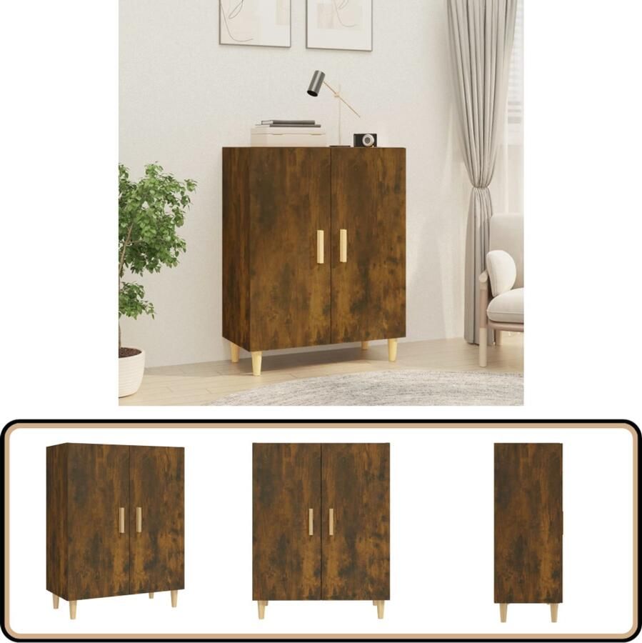 VidaXL Dressoir 70x34x90 cm Bewerkt Hout Gerookt Eiken Dressoir Houten Dressoir Vintage Dressoir Landelijk Dressoir Opbergkast