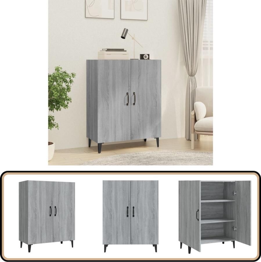 VidaXL Dressoir 70x34x90 cm bewerkt hout grijs sonoma eikenkleurig Dressoir Houten Dressoir Wit Dressoir Landelijk Dressoir Modern Dressoir