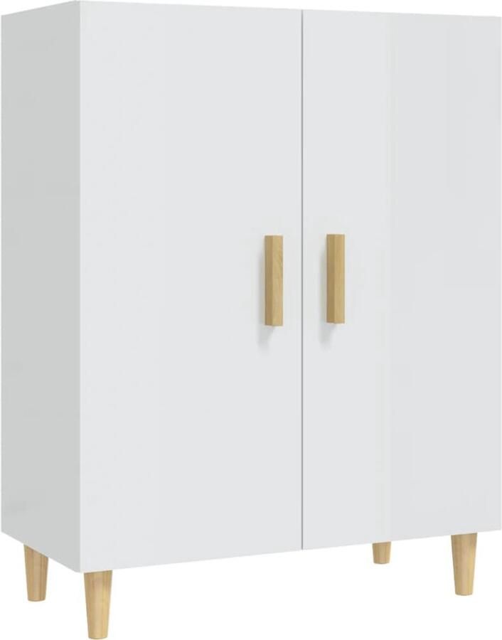 VidaXL Dressoir Hoogglans Wit Bewerkte Hout 70x34x90 cm Dressoir Buffetkast Houten Dressoir Hoogglans Wit Vintage Dressoir - Foto 2