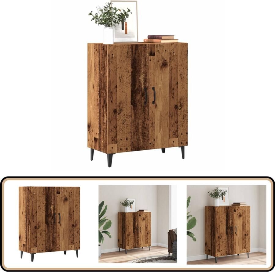 VidaXL Dressoir 70x34x90 cm Bewerkt hout Oud houtkleurig Dressoir Houten Dressoir Vintage Dressoir Opslagoplossing Salontafel - Foto 2