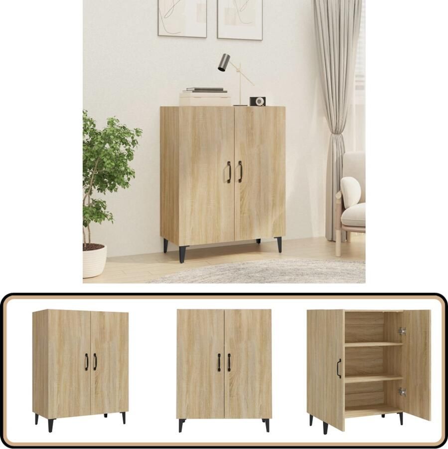 VidaXL Dressoir 70x34x90 cm Sonoma Eiken Dressoir Salontafel Houten Dressoir Houten Kast Opslagoplossing